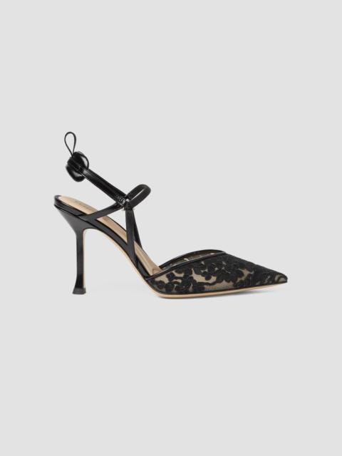 FENDI Women's Very Colibri 95MM Lace Slingback Sandals - Beige Nero