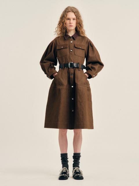 Simone Rocha Embellished Utility Pocket Hip Bustle Workwear Dress