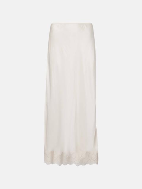 RIXO Matilde lace-trimmed satin slip skirt