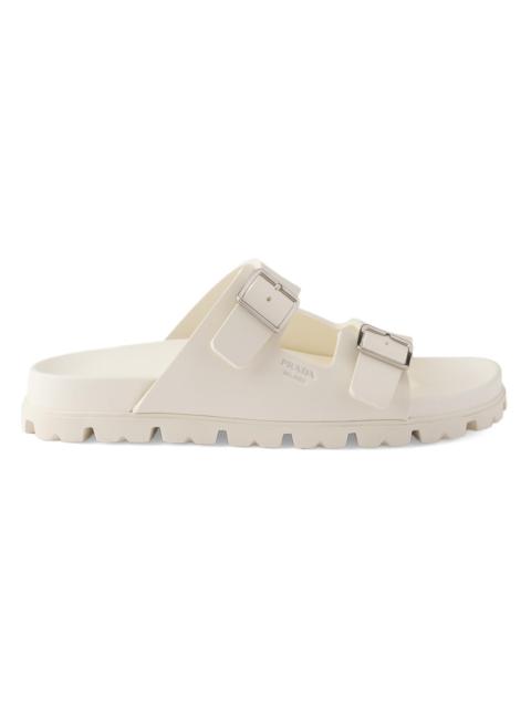 Prada Women's Rubber Strap Slides - Beige Khaki