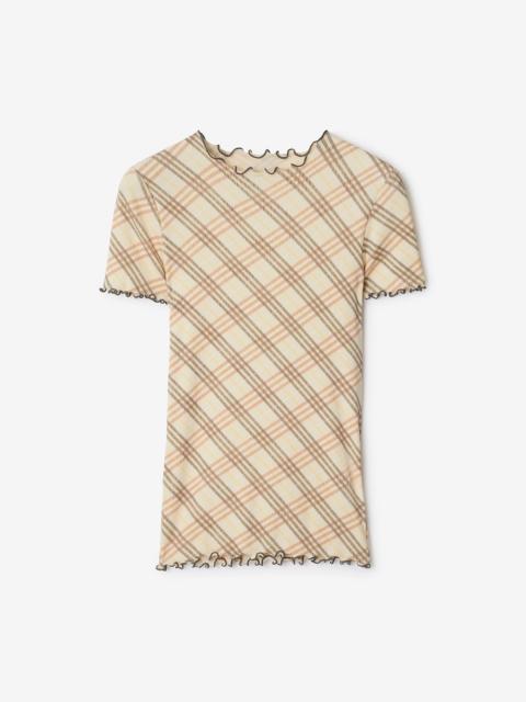 Burberry Check Stretch Cotton T-shirt
