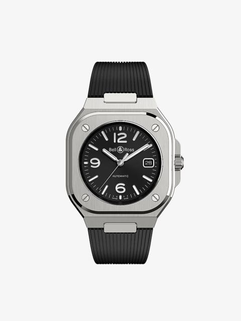 BR05A-BL-STSRB stainless-steel and rubber automatic watch