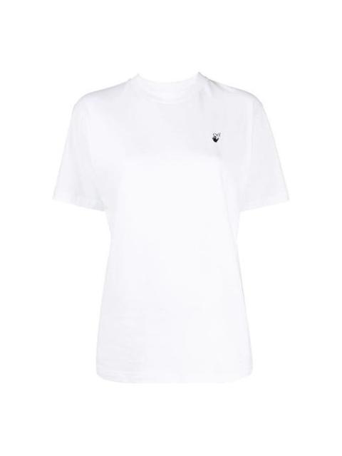 Off-White (WMNS) Off-White Back Flowers Arrow Short Sleeve White OWAA049E20JER0090155