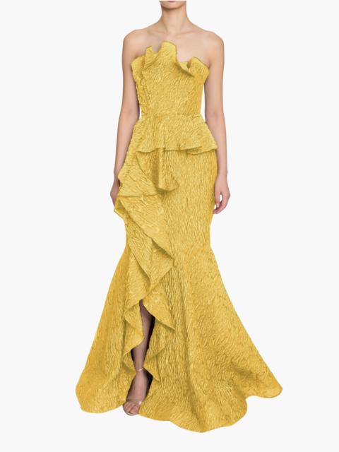 Marchesa STRAPLESS CLOQUE GOWN