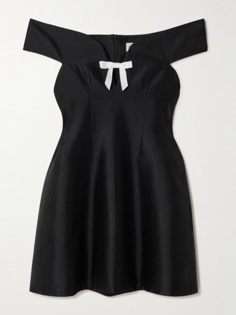 SHUSHU/TONG Bow-embellished Cutout Wool And Silk-blend Mini Dress