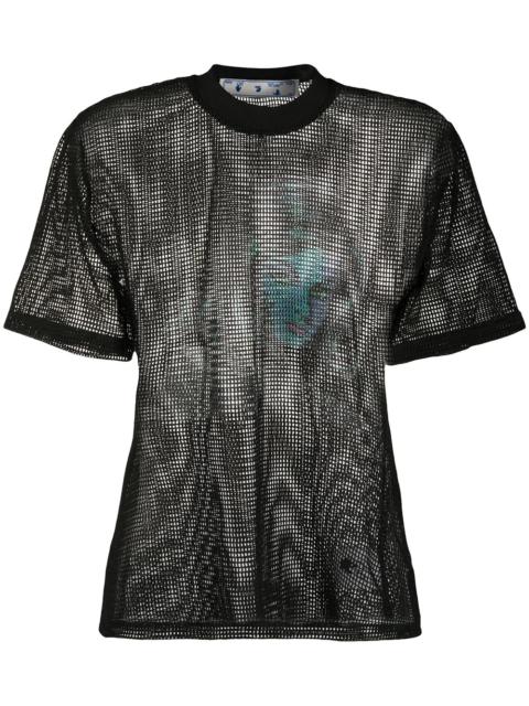 Off-White printed net top