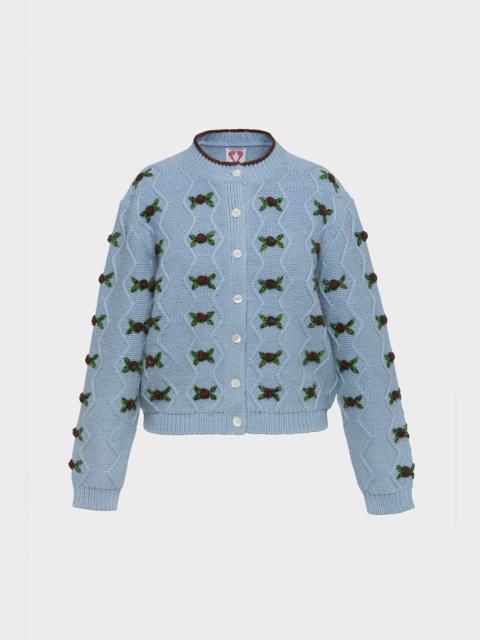 SHRIMPS Bloom Cardigan - China Blue/Chocolate Brown