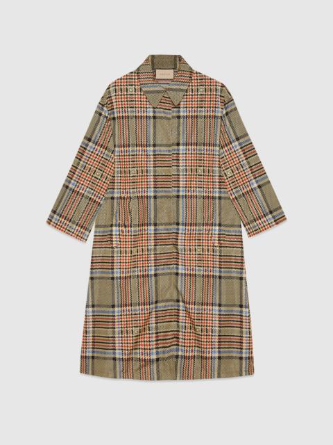 GUCCI★素敵！SQUARE G LOGO TARTAN PRINT NYLON COAT GUCCI Square G tartan print nylon coat | REVERSIBLE