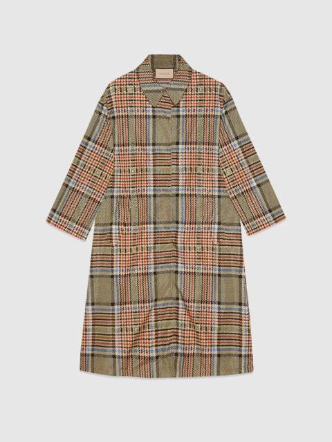 GUCCI Square G tartan print nylon coat