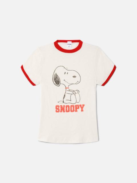 RE/DONE 60s Slim Ringer "Snoopy" Tee - Vintage White With Crimson