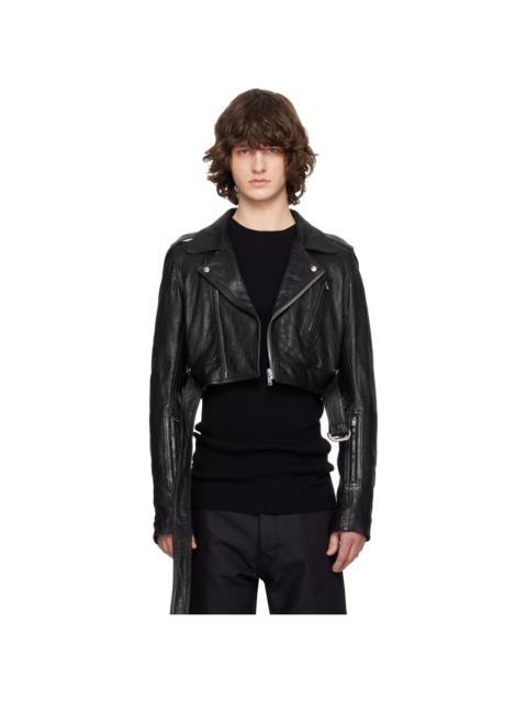 Rick Owens Black Temple Cropped Luke's Stooges Leather Jacket