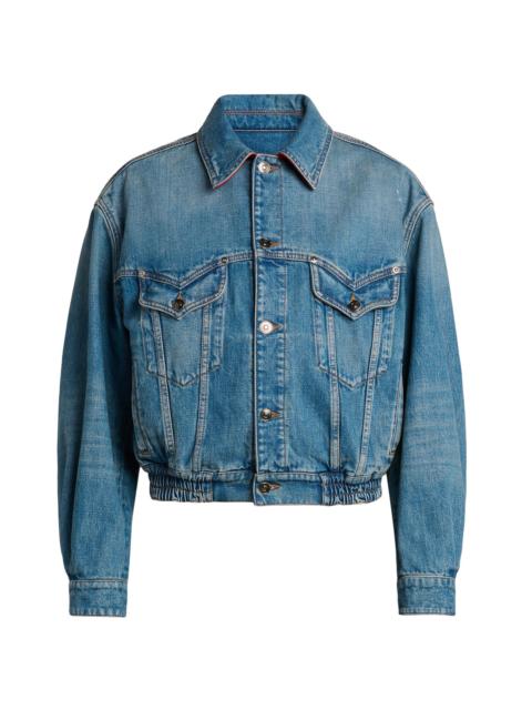 VERSACE Women's Blouson Denim Leather-Trim Jacket - Multi Color