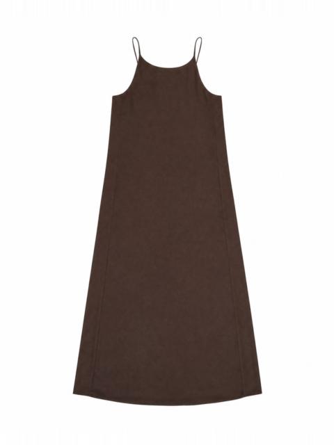The Kooples BROWN SATIN MAXI DRESS WITH A CROSSOVER BACK