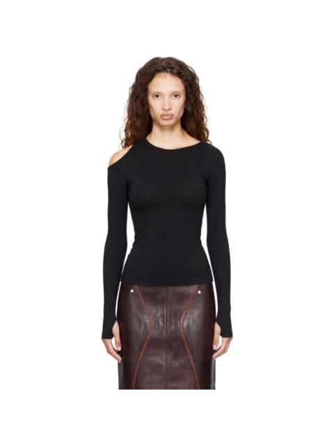 Helmut Lang Black Asymmetric Long-Sleeve Top