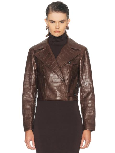 Ralph Lauren Printed Leather Jaxson Lined Moto Jacket