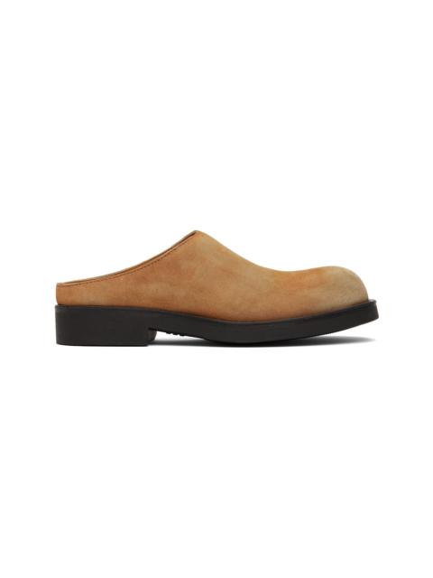 MM6 Maison Margiela Tan Washed Suede Biker Mule Loafers