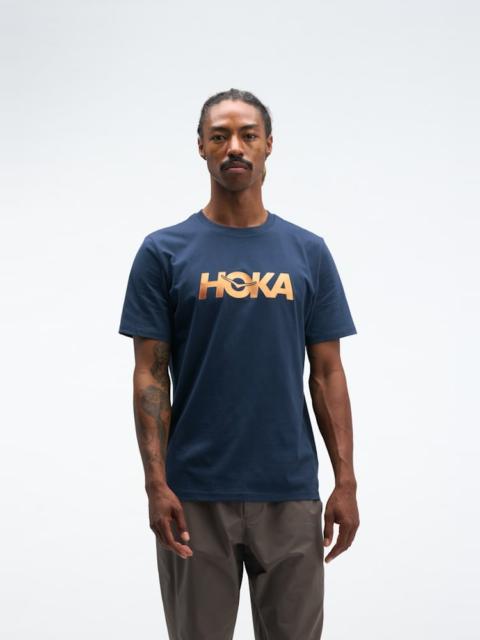 HOKA Men's Core Logo CTN SS Tee Shirt in Varsity Navy/Gold
