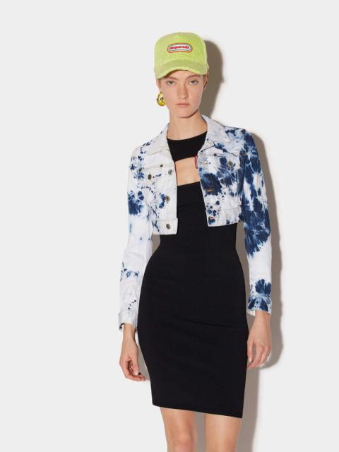 DSQUARED2 BLUE WATER WASH CROPPED DENIM JACKET