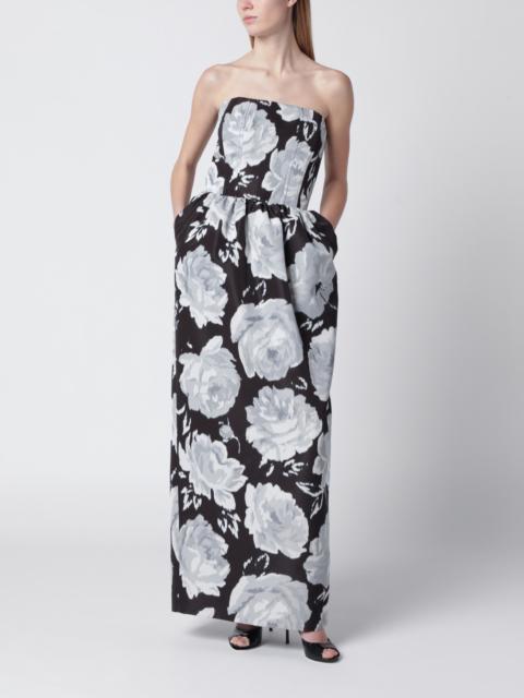 PATOU Long bustier dress in mesh with floral print