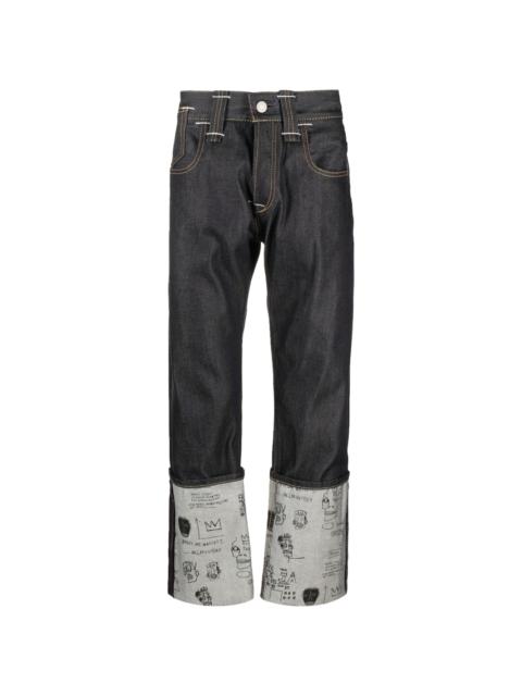 doodle-print straight-leg jeans