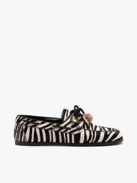 Larroudé Cyprus Boat Shoe Zebra Hair Leather