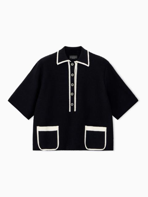 EMPORIO ARMANI LINKS STITCH POLO SHIRT WITH CONTRASTING TRIM AND POCKETS