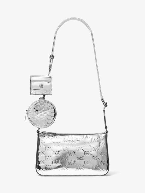 MICHAEL KORS Jet Set Small Patent Logo Debossed Crossbody Bag with Case for Apple Airpods Pro®