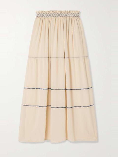 See by Chloé Embroidered georgette maxi skirt