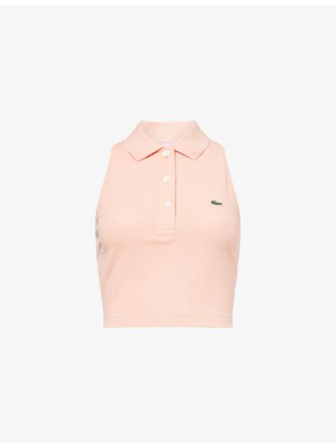 LACOSTE Logo-Embroidered Sleeveless Cotton-Blend Polo Top