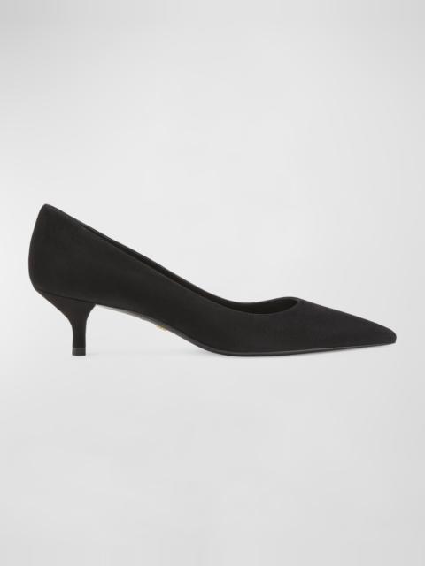 Stuart Weitzman Stuart Suede Kitten-Heel Pumps