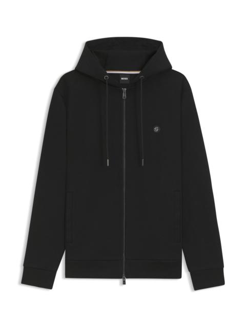 BOSS ZIP-UP HOODIE WITH DOUBLE B MONOGRAM