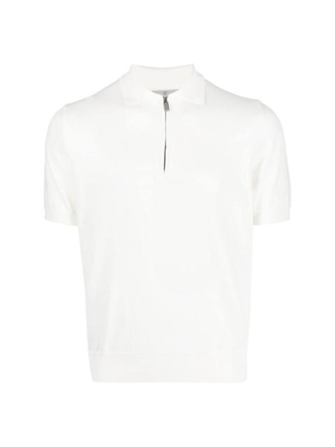 Canali zip-up cotton polo shirt