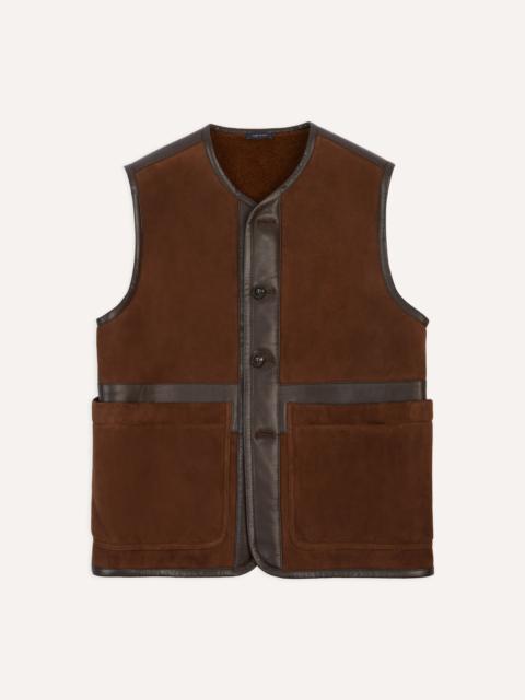 Drake's Dark Brown Suede Shearling Vest
