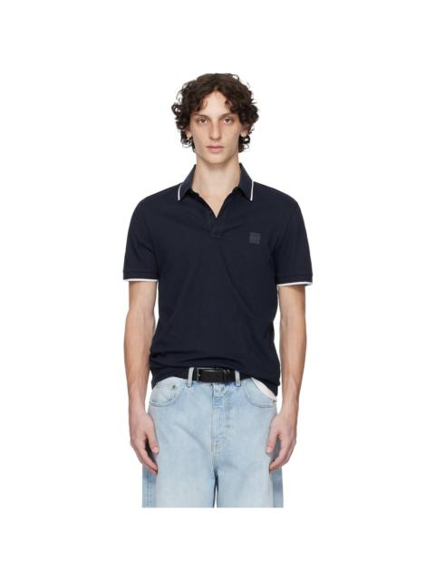 BOSS Navy Slim-Fit Stretch-Cotton Piqué Polo