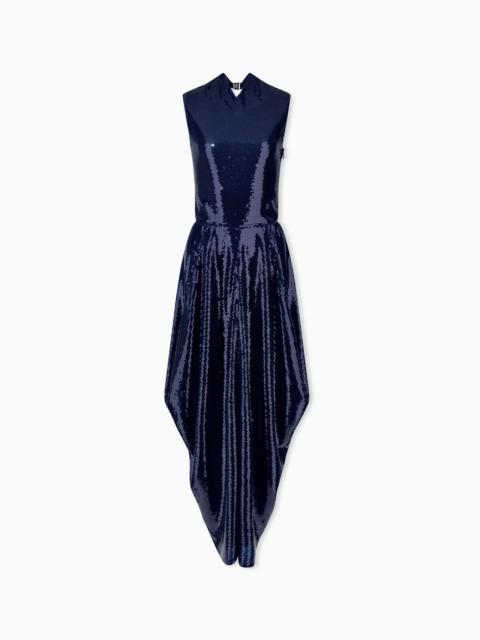 GIORGIO ARMANI DRESS SLEEVELESS SEQUIN GOWN IN JERSEY WITH BALLOON SKIRT
