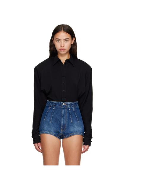 MUGLER Black Batsleeves Polo Bodysuit