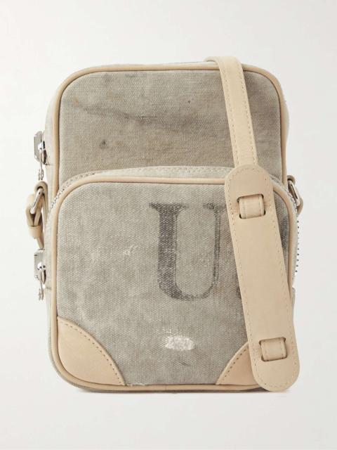 Readymade Suede-Trimmed Distressed Canvas Messenger Bag
