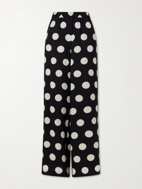 Junya Watanabe Polka-dot georgette wide-leg pants Black