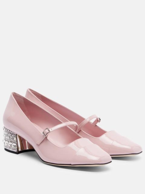 Elisa 45 embellished patent leather pumps
