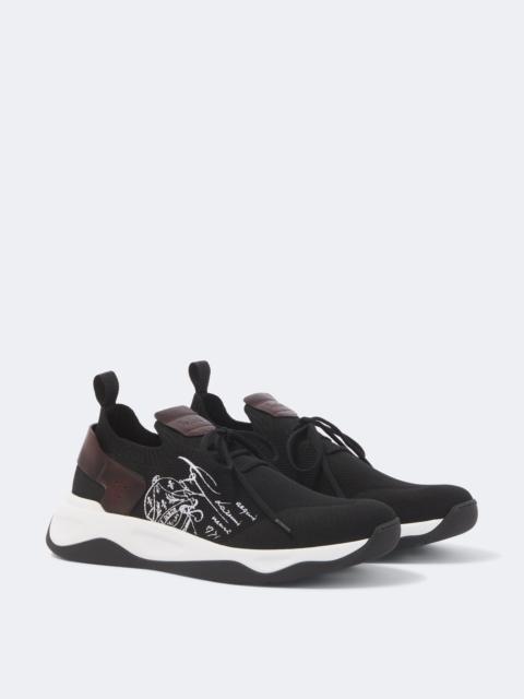 Berluti Shadow leather-trimmed sneakers