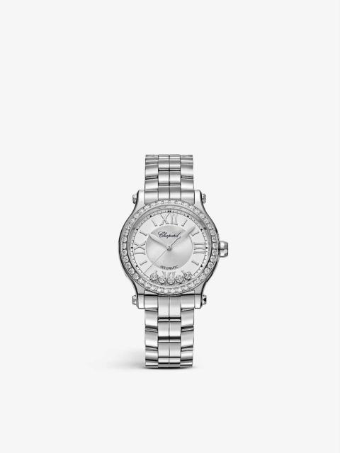 278608-3004 Happy Sport stainless-steel and 1.49ct diamond self-winding mechanical watch