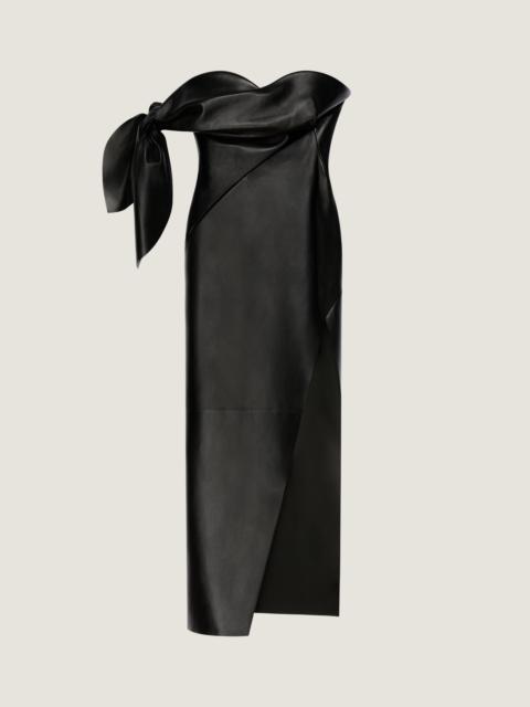 Givenchy LONG BUSTIER DRESS IN NAPPA LEATHER WITH BOW