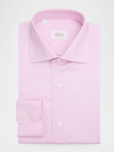 Brioni Men's Cotton Fine-Stripe Dress Shirt