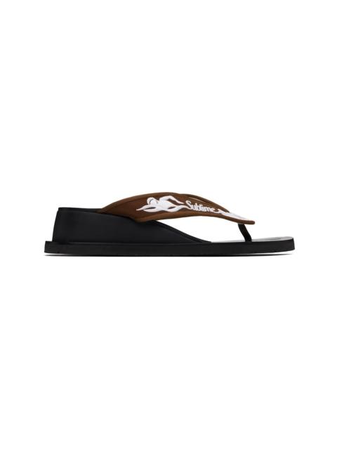 TORY BURCH Brown Sublime Wedge Flip-Flops