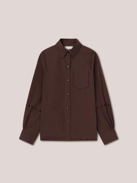 MOA - Heavy poplin laser-cut shirt - Dark brown