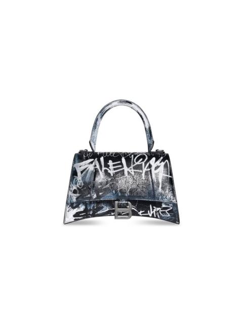 BALENCIAGA Women's Hourglass Small Handbag Graffiti in Black