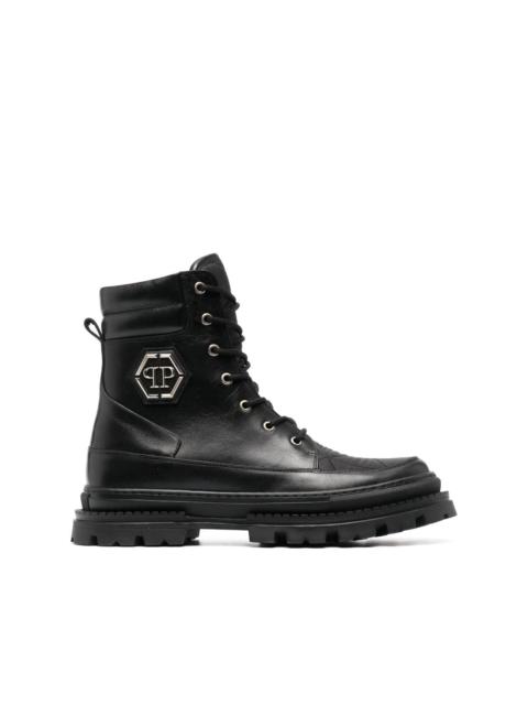 PHILIPP PLEIN logo-plaque leather ankle boots