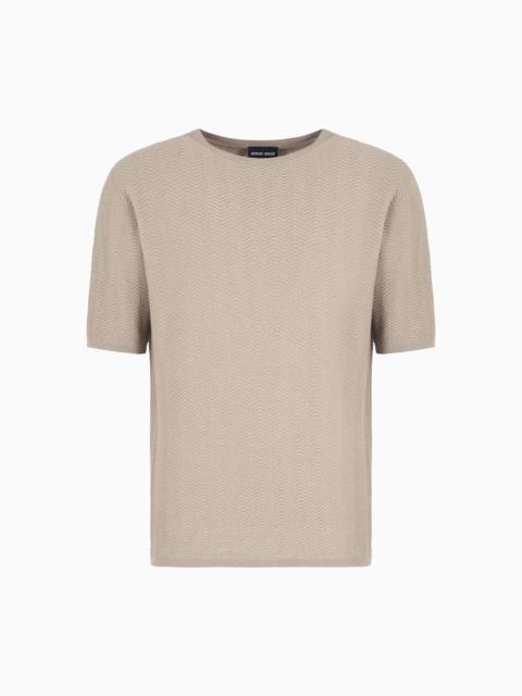 GIORGIO ARMANI CHEVRON VIRGIN WOOL, CREW-NECK JUMPER