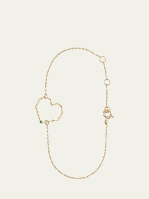 ALIITA 9K Yellow Gold Heart Chain Bracelet with Emerald