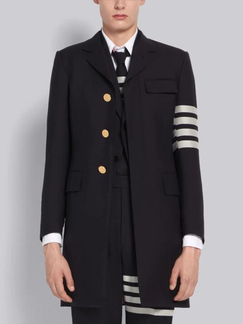 Navy Wool 4-Bar High Armhole Overcoat